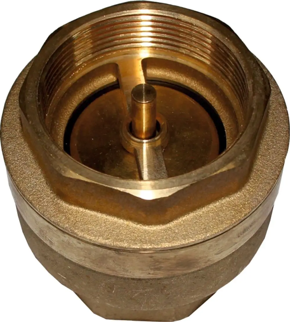 Rückschlagventil aus Messing von Wolf, mit Innengewinde, geeignet für verschiedene Anwendungen im Heizungsbereich. Schnittansicht zeigt die interne Mechanik.